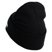 U.S. Army 155th Armored Brigade Combat Team Logo Embroidered 12 Inch Solid Knit Cuff Long Beanie Made in USA - Black OSFM