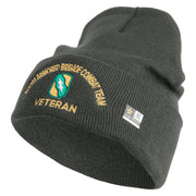 U.S. Army 155th Armored Brigade Combat Team Logo Embroidered 12 Inch Solid Knit Cuff Long Beanie Made in USA - Charcoal OSFM