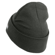 U.S. Army 155th Armored Brigade Combat Team Logo Embroidered 12 Inch Solid Knit Cuff Long Beanie Made in USA - Charcoal OSFM