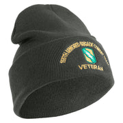 U.S. Army 155th Armored Brigade Combat Team Logo Embroidered 12 Inch Solid Knit Cuff Long Beanie Made in USA - Charcoal OSFM