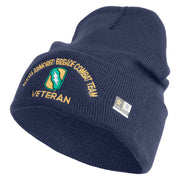 U.S. Army 155th Armored Brigade Combat Team Logo Embroidered 12 Inch Solid Knit Cuff Long Beanie Made in USA - Navy OSFM