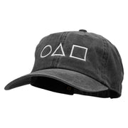 Circle Triangle Square Embroidered Unstructured Cotton Cap