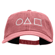 Circle Triangle Square Embroidered Unstructured Cotton Cap