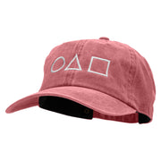 Circle Triangle Square Embroidered Unstructured Cotton Cap