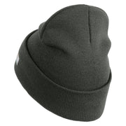 U.S. Army 163rd Armored Brigade Logo Embroidered 12 Inch Solid Knit Cuff Long Beanie Made in USA - Charcoal OSFM