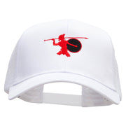 Red Trojan Embroidered Solid Cotton Prostyle Twill Mesh Cap - White OSFM