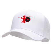 Red Trojan Embroidered Solid Cotton Prostyle Twill Mesh Cap - White OSFM