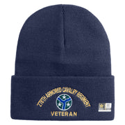 U.S. Army 278th Armored Cavalry Regiment Logo Embroidered 12 Inch Solid Knit Cuff Long Beanie Made in USA - Navy OSFM