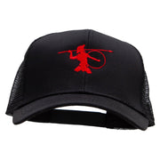 Red Trojan Embroidered Solid Cotton Prostyle Twill Mesh Cap - Black OSFM