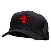 Red Trojan Embroidered Solid Cotton Prostyle Twill Mesh Cap - Black OSFM