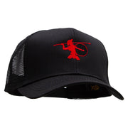 Red Trojan Embroidered Solid Cotton Prostyle Twill Mesh Cap - Black OSFM