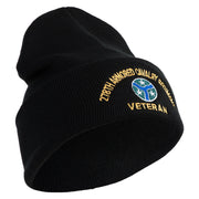 U.S. Army 278th Armored Cavalry Regiment Logo Embroidered 12 Inch Solid Knit Cuff Long Beanie Made in USA - Black OSFM