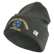 U.S. Army 278th Armored Cavalry Regiment Logo Embroidered 12 Inch Solid Knit Cuff Long Beanie Made in USA - Charcoal OSFM