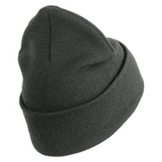 U.S. Army 278th Armored Cavalry Regiment Logo Embroidered 12 Inch Solid Knit Cuff Long Beanie Made in USA - Charcoal OSFM