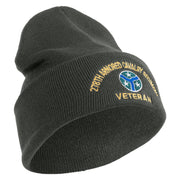 U.S. Army 278th Armored Cavalry Regiment Logo Embroidered 12 Inch Solid Knit Cuff Long Beanie Made in USA - Charcoal OSFM