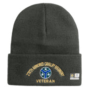 U.S. Army 278th Armored Cavalry Regiment Logo Embroidered 12 Inch Solid Knit Cuff Long Beanie Made in USA - Charcoal OSFM