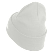 U.S. Army 278th Armored Cavalry Regiment Logo Embroidered 12 Inch Solid Knit Cuff Long Beanie Made in USA - white OSFM