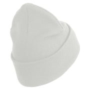 U.S. Army 278th Armored Cavalry Regiment Logo Embroidered 12 Inch Solid Knit Cuff Long Beanie Made in USA - white OSFM