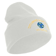 U.S. Army 278th Armored Cavalry Regiment Logo Embroidered 12 Inch Solid Knit Cuff Long Beanie Made in USA - white OSFM