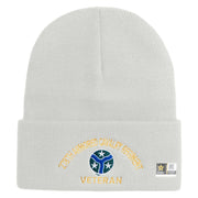 U.S. Army 278th Armored Cavalry Regiment Logo Embroidered 12 Inch Solid Knit Cuff Long Beanie Made in USA - white OSFM