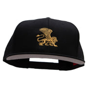 Lion Wings Embroidered Superior Cotton Twill Flat Bill Snapback Prostyle Cap - Black OSFM