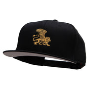 Lion Wings Embroidered Superior Cotton Twill Flat Bill Snapback Prostyle Cap - Black OSFM