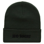 Head Bangers Embroidered 12 Inch Long Knitted Beanie