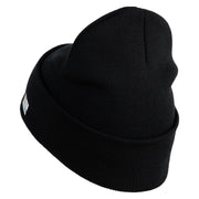 U.S. Army 30th Armored Brigade Logo Embroidered 12 Inch Solid Knit Cuff Long Beanie Made in USA - Black OSFM
