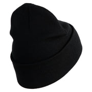 U.S. Army 30th Armored Brigade Logo Embroidered 12 Inch Solid Knit Cuff Long Beanie Made in USA - Black OSFM