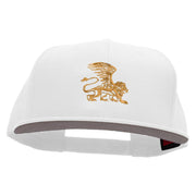 Lion Wings Embroidered Superior Cotton Twill Flat Bill Snapback Prostyle Cap - White OSFM