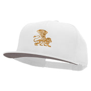 Lion Wings Embroidered Superior Cotton Twill Flat Bill Snapback Prostyle Cap - White OSFM