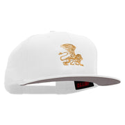 Lion Wings Embroidered Superior Cotton Twill Flat Bill Snapback Prostyle Cap - White OSFM