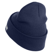 U.S. Army 30th Armored Brigade Logo Embroidered 12 Inch Solid Knit Cuff Long Beanie Made in USA - Navy OSFM