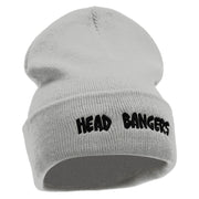 Head Bangers Embroidered 12 Inch Long Knitted Beanie