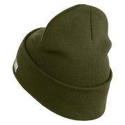 U.S. Army 30th Armored Brigade Logo Embroidered 12 Inch Solid Knit Cuff Long Beanie Made in USA - Olive OSFM