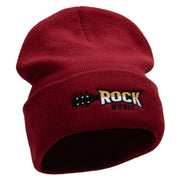 Classic Rock Embroidered 12 Inch Long Knitted Beanie