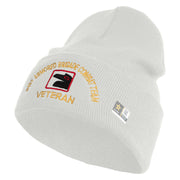 U.S. Army 81st Armored Brigade Combat Team Logo Embroidered 12 Inch Solid Knit Cuff Long Beanie Made in USA - White OSFM