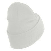 U.S. Army 81st Armored Brigade Combat Team Logo Embroidered 12 Inch Solid Knit Cuff Long Beanie Made in USA - White OSFM
