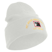 U.S. Army 81st Armored Brigade Combat Team Logo Embroidered 12 Inch Solid Knit Cuff Long Beanie Made in USA - White OSFM