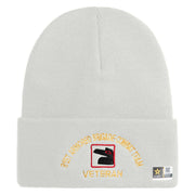 U.S. Army 81st Armored Brigade Combat Team Logo Embroidered 12 Inch Solid Knit Cuff Long Beanie Made in USA - White OSFM
