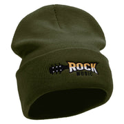 Classic Rock Embroidered 12 Inch Long Knitted Beanie