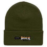 Classic Rock Embroidered 12 Inch Long Knitted Beanie