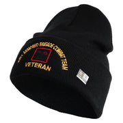 U.S. Army 81st Armored Brigade Combat Team Logo Embroidered 12 Inch Solid Knit Cuff Long Beanie Made in USA - Black OSFM