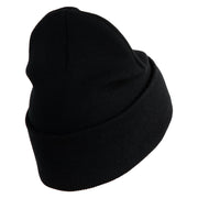 U.S. Army 81st Armored Brigade Combat Team Logo Embroidered 12 Inch Solid Knit Cuff Long Beanie Made in USA - Black OSFM