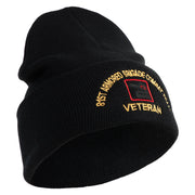 U.S. Army 81st Armored Brigade Combat Team Logo Embroidered 12 Inch Solid Knit Cuff Long Beanie Made in USA - Black OSFM