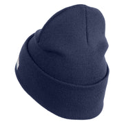 U.S. Army 81st Armored Brigade Combat Team Logo Embroidered 12 Inch Solid Knit Cuff Long Beanie Made in USA - Navy OSFM