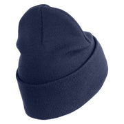 U.S. Army 81st Armored Brigade Combat Team Logo Embroidered 12 Inch Solid Knit Cuff Long Beanie Made in USA - Navy OSFM