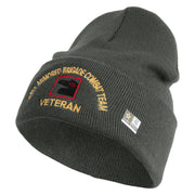 U.S. Army 81st Armored Brigade Combat Team Logo Embroidered 12 Inch Solid Knit Cuff Long Beanie Made in USA - Charcoal OSFM
