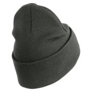 U.S. Army 81st Armored Brigade Combat Team Logo Embroidered 12 Inch Solid Knit Cuff Long Beanie Made in USA - Charcoal OSFM