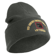 U.S. Army 81st Armored Brigade Combat Team Logo Embroidered 12 Inch Solid Knit Cuff Long Beanie Made in USA - Charcoal OSFM